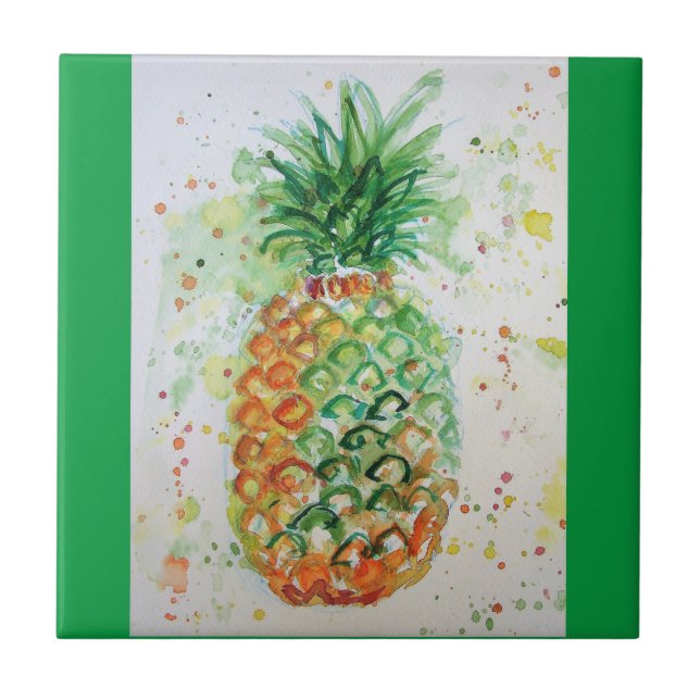 Ananas Obst Tropische Lebensmittel Tropische Kunst Fliese (Vorderseite)
