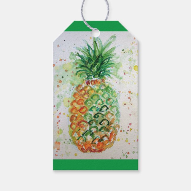 Ananas Obst Tropische Lebensmittel Tropische Kunst Geschenkanhänger (Vorderseite)