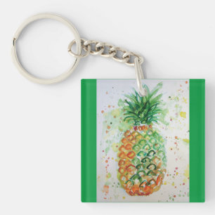 Ananas Obst Tropische Lebensmittel Tropische Kunst Schlüsselanhänger