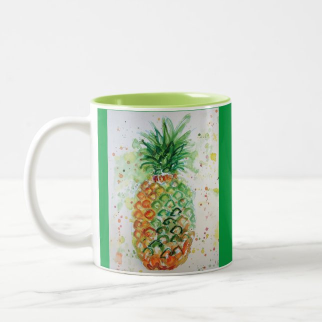 Ananas Obst Tropische Lebensmittel Tropische Kunst Zweifarbige Tasse (Links)