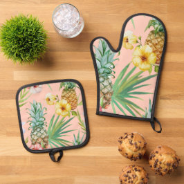 Ananas Ofenhandschuh & Topflappen-Set