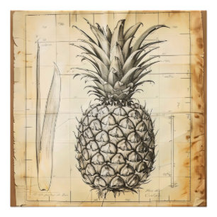 Ananas Old School Diagramm Fotodruck
