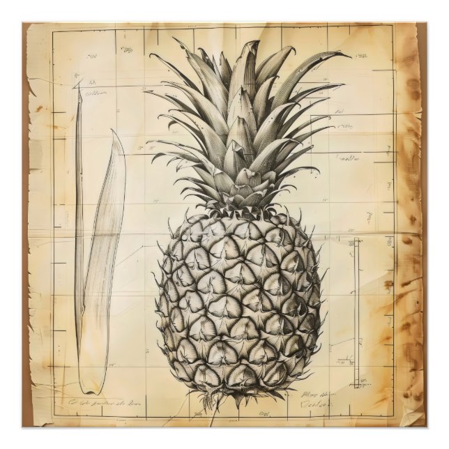 Ananas Old School Diagramm Fotodruck (Vorne)