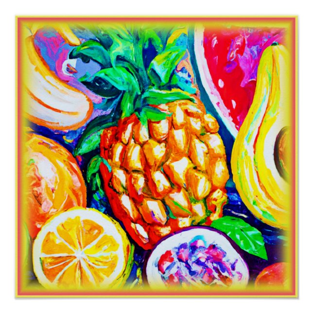Ananas Orange Banana Fruits. Jetzt kaufen Poster (Vorderseite)