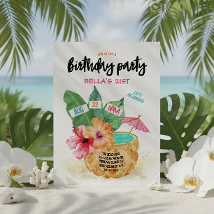 Ananas Palm Hibiskus Tropical Birthday Party Einladung
