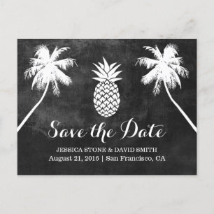 Ananas Palme Tree Tropical Chalk Save the Date Ankündigungspostkarte