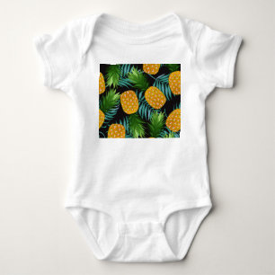 Ananas-Palmen-Schwarzes Band Baby Strampler