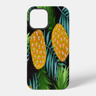 Ananas-Palmen-Schwarzes Band iPhone 12 Hülle