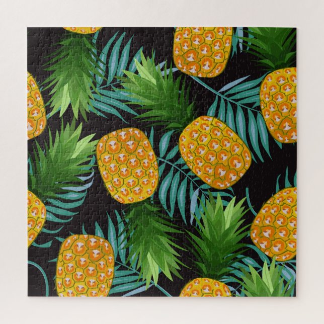 Ananas-Palmen-Schwarzes Band Puzzle (Vertikal)