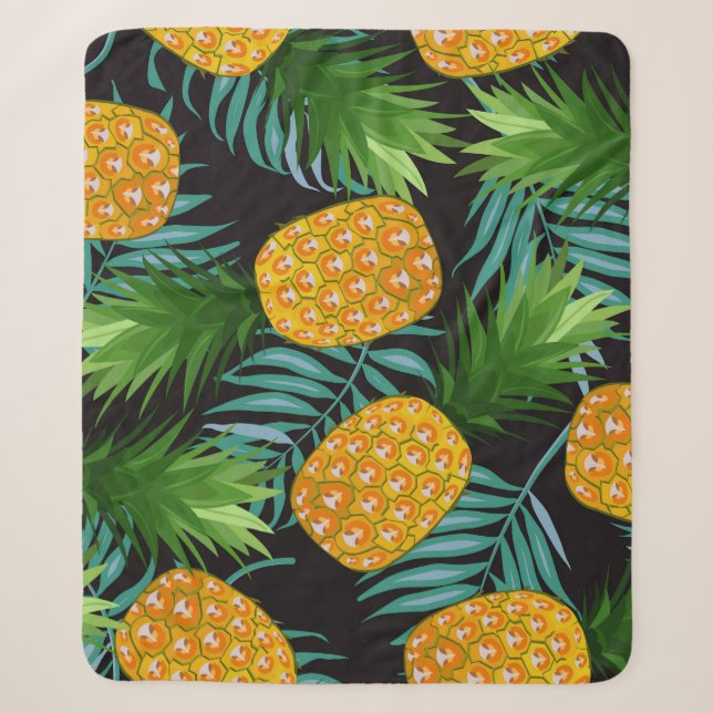 Ananas-Palmen-Schwarzes Band Sherpadecke (Vorderseite)