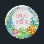 Ananas Palmen tropisches Party Pappteller<br><div class="desc">Beach Party - Hochzeitswasserfarbe aquamarine Palmen Blätter und Ananas Teller</div>