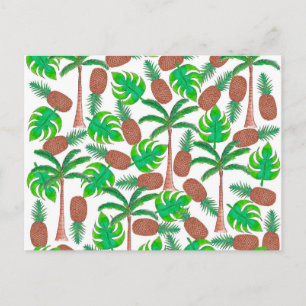 Ananas-Palmen und tropische Sommer-Blätter Postkarte