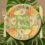Ananas Pappteller<br><div class="desc">Diese Teller zeichnen sich durch ein Monogramm von Ananas in Aquarellfarbe,  tropischen Blume und Grünpflanzen auf einem weichen,  blassgrünen Hintergrund aus. Spaß für die Partys im Sommer. PASSENDE Artikel in unserem Geschäft.</div>