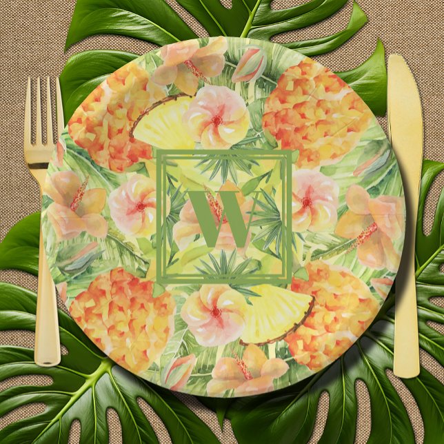 Ananas Pappteller (Monogram Pineapples Paper Plates)