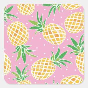 Ananas-Paradies: tropisches Muster Quadratischer Aufkleber