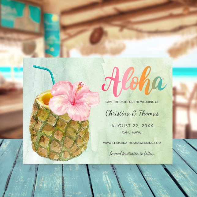 Ananas Paradise Aloha Beach Wasserfarbenhochzeit Save The Date (Von Creator hochgeladen)