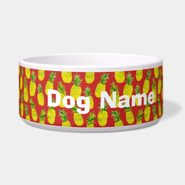 Ananas-Party Rot, maßgeschneidertes Pet Water oder Napf (Vorderseite)