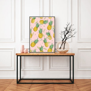 Ananas-Party Tropisches Fruchtmuster Poster