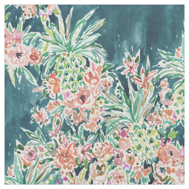 ANANAS-PARTY üppiges tropisches Boho mit Blumen Stoff (Muster)