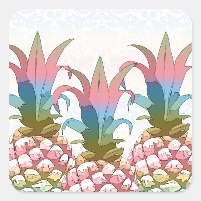 Ananas Pastel Gradient ID246 Quadratischer Aufkleber (Vorderseite)
