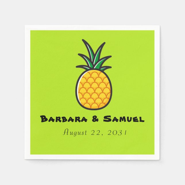 Ananas Personalisierte tropische Hochzeit Napkins Serviette (Vorderseite)