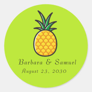 Ananas Personalisierte Tropische Runde Aufkleber 