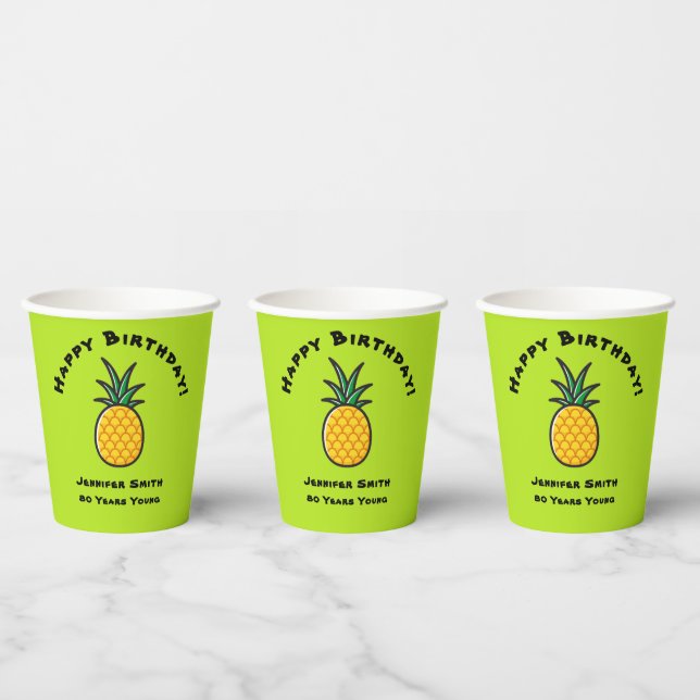 Ananas Personalisiertes Tropenpapier Party Pappbecher (Multi)