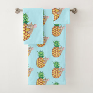 Ananas Pika nimmt ein Chomp Aqua Badhandtuch Set