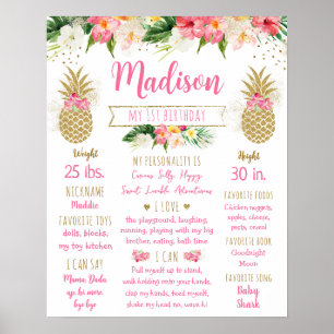 Ananas Pink Gold Erstgeburt Meilenstein Poster