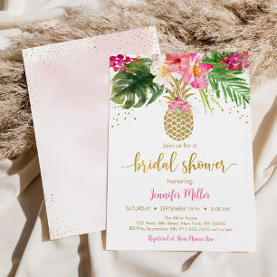 Ananas Pink Gold Floral Brautparty Einladung