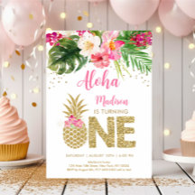 Ananas Pink Gold Floral Erster Geburtstag