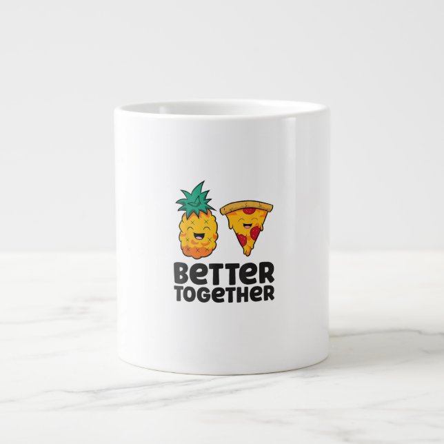 Ananas-Pizza-Besser-Zusammen-Modernes-Grafik-Desig Jumbo-Tasse (Vorderseite)