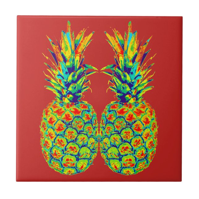 Ananas Pop Art Fliese (Vorderseite)