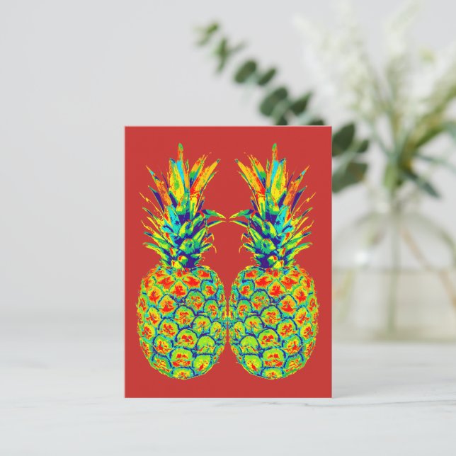 Ananas Pop Art Postkarte (Stehend Vorderseite)