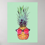 Ananas Poster<br><div class="desc">Trendy Ananas auf grünem Hintergrund</div>