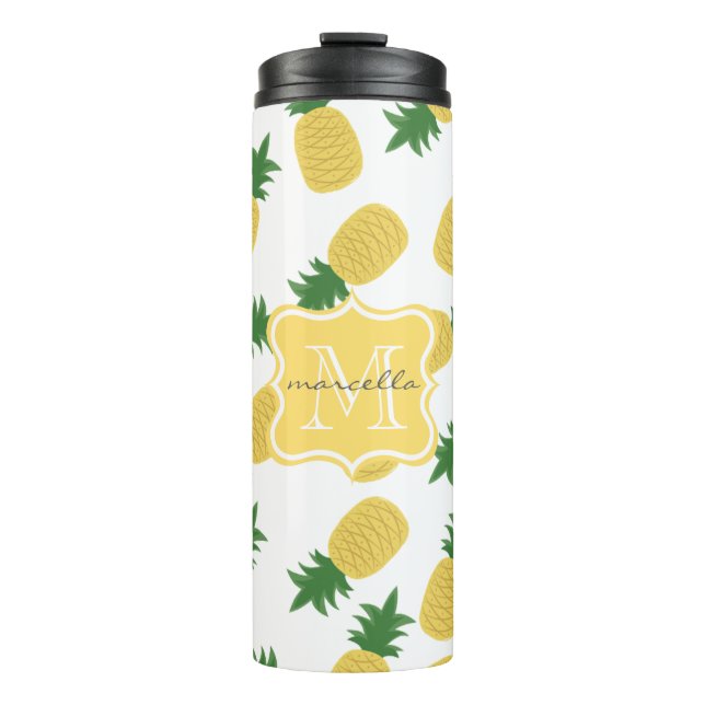 Ananas Print Monogram | Thermal Tumbler Thermosbecher (Vorderseite)