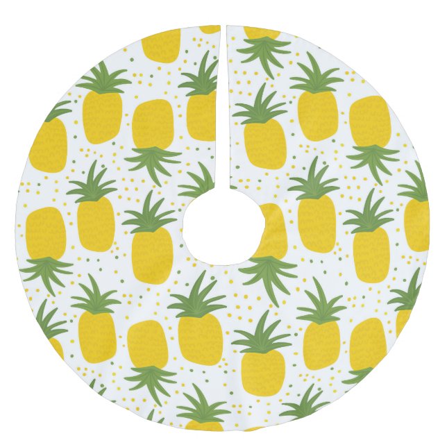 Ananas-Punkte: Sommerfruchtdesign Polyester Weihnachtsbaumdecke (Vorderseite)