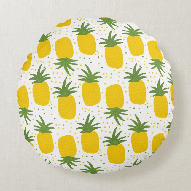 Ananas-Punkte: Sommerfruchtdesign Rundes Kissen (Vorderseite)