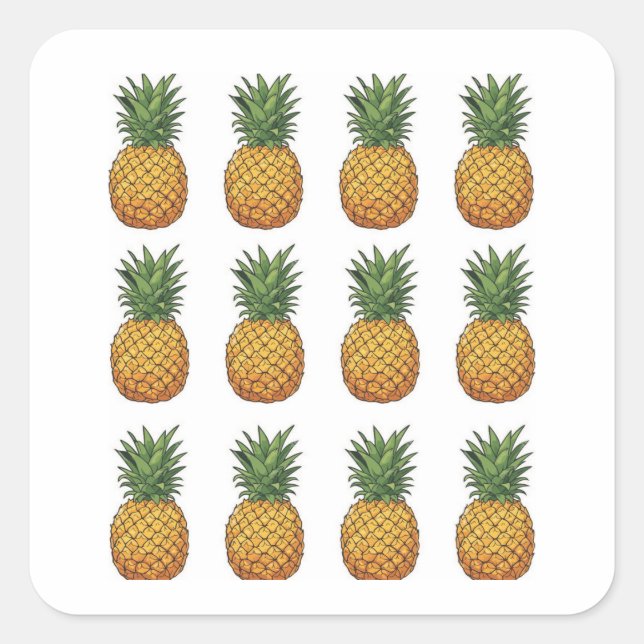 Ananas  quadratischer aufkleber (Vorderseite)