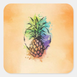 Ananas Quadratischer Aufkleber