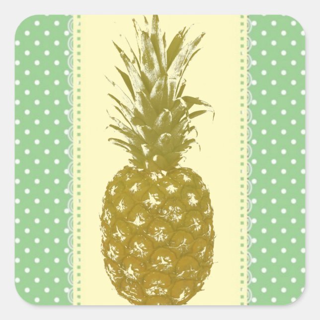 Ananas Quadratischer Aufkleber (Vorderseite)