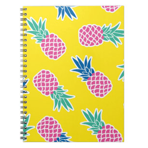 Ananas-Rausch: Helle Cartoon-Vintage. Notizblock