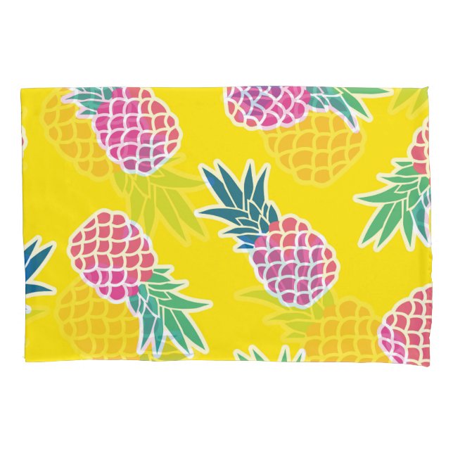 Ananas-Rausch: Heller Cartoon Vintag. Kissenbezug (Vorderseite)