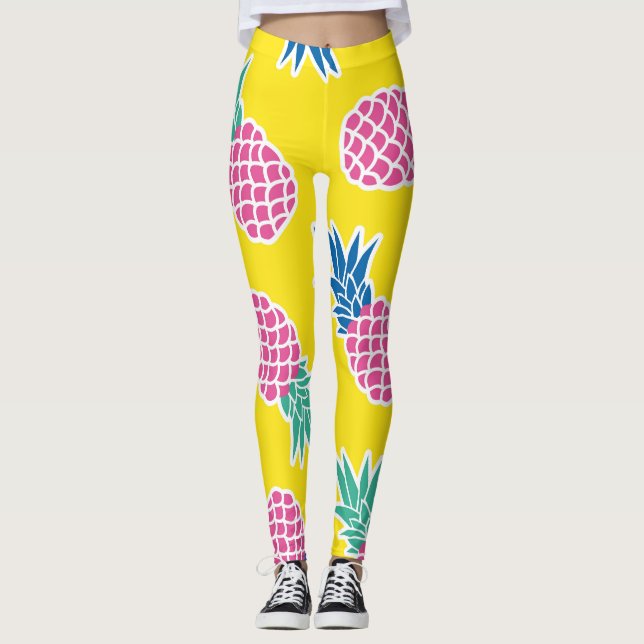 Ananas-Rausch: Heller Cartoon Vintag. Leggings (Vorderseite)