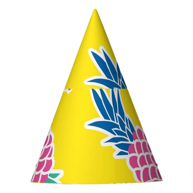 Ananas-Rausch: Heller Cartoon Vintag. Partyhütchen (Vorderseite)