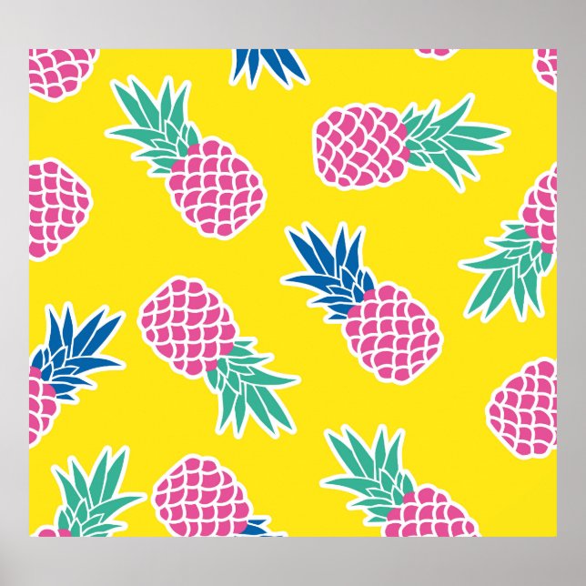 Ananas-Rausch: Heller Cartoon Vintag. Poster (Vorne)
