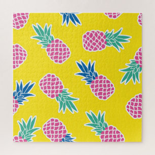 Ananas-Rausch: Heller Cartoon Vintag. Puzzle