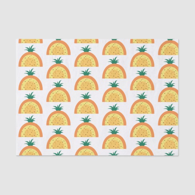 Ananas-Regenbogenmuster, Gelb & Orange Seidenpapier (Vorderseite)
