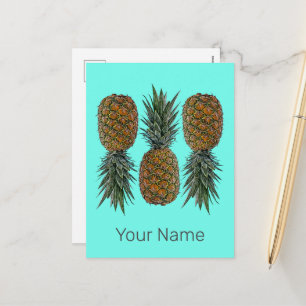 Ananas Retro Vegan und vegetarisch Vintag Obst Feiertagspostkarte