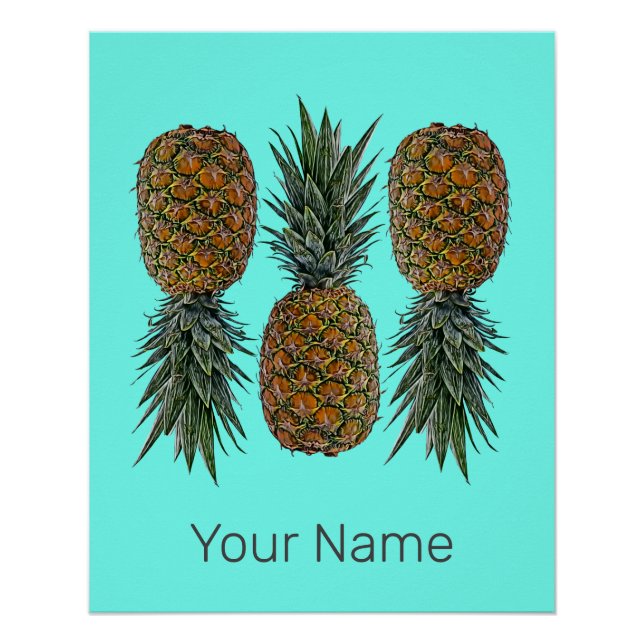 Ananas Retro Vegan und vegetarisch Vintag Obst Poster (Vorderseite)